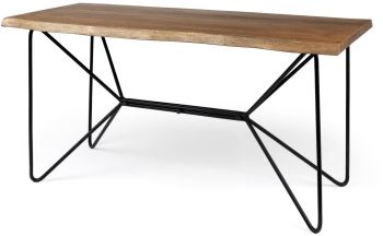 Papillion Desk (IV - Natural Solid Wood & Live Edge Iron Office) 
