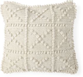 Leroy Decorative Pillow (18x18 - Cream Raised Pattern Detail Cover) 