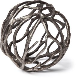 Sphaira Cast Aluminum Decorative Tree Branch Orb (Large - Silver) 