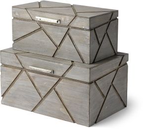 Niobe Boxes (Set of 2 - Grey Wooden Nesting) 