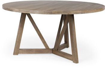 Legolas Dining Table (Round Brown Solid Wood Top & Base) 