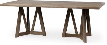 Legolas Dining Table (II - Rectangular Brown Solid Wood Top & Base) 