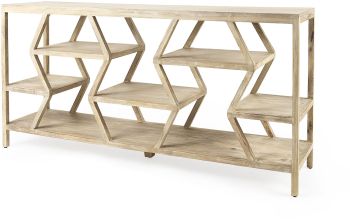 Dayton Console Table (II - Natural Wooden Multi-Level Shelf) 