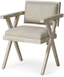 Topanga Dining Chair (Cream Fabric Wrap & Blonde Wooden Frame) 