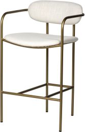 Parker Counter Stool (Cream Fabric Seat Gold Metal) 