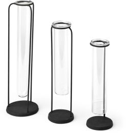 Beeker Vase (Set of 3 - Black Metal Test Tube Style s) 