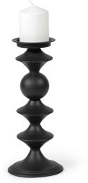 Candelero Table Candle Holder (Small - Black Metal Grooved) 