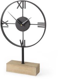Oris Table Clock (Black Metal & Wood Open Frame) 