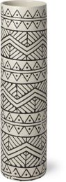 Uhura Vase (Small - Cream Black Patterned Cylindrical) 