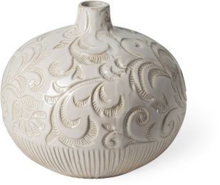 Jadiza Vase (Medium White Glaze Floral Pattern) 