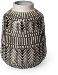 Riker Ceramic Vase (Small - Dark Grey Cream) 
