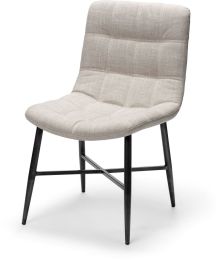 Barrow Dining Chair (Set of 2 - Beige Fabric Wrap Black Metal Frame) 