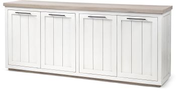 Fairview Sideboard (Solid Wood Brown Top & White Frame) 