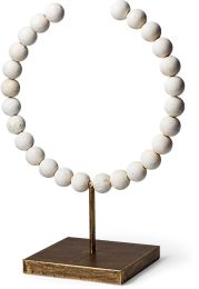 Pontchartrain Objet Décoratif Sphère Brisée avec Des Perles (Large - Blanc avec Base Dorée) 