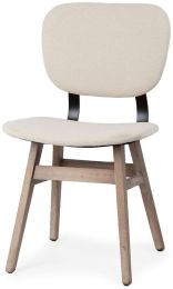 Haden Dining Chair (Set of 2 - Cream Fabric Wrap Brown Solid Wood Base) 