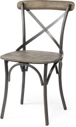Etienne Dining Chair (Set of 2 - Brown Solid Wood Seat Grey Iron Frame) 