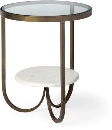 Reinhardt End Table ( Glass & Marble & Gold Metal) 