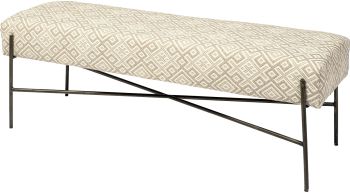 Avery Bench (Off White Upholstered Seat With Metal Base) 