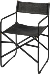 Direttore Dining Chair (Black Iron Frame Black Leather) 