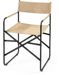 Direttore Dining Chair (Tan Leather with Black Iron Frame) 