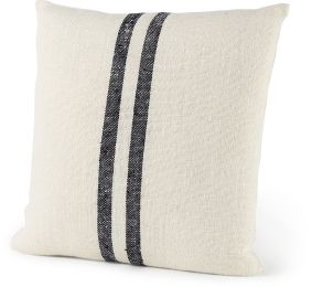 Sandra Decorative Pillow (18x18 - Beige With Blue Stripes Cover) 