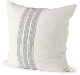 Patrice Decorative Pillow (18x18 - Cream With Grey Stripes Cover) 
