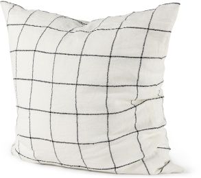 Suzanne Decorative Pillow (22x22 - White & Black Square Pattern Cover) 