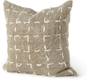 April Decorative Pillow (20x20 - Brown & Cream Woven Pattern Cover) 