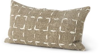 April Decorative Pillow (14x26 - Brown & Cream Woven Pattern Cover) 