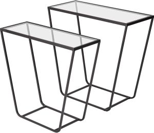 Arya Accent Table (Set of 2 - Black Rectangular Glass Top Iron Frame) 