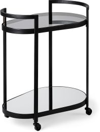 Eleonore Bar Cart (Black Metal Frame Two-Tier with Glass Shelves) 