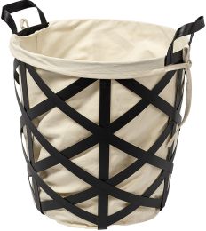 Liya Baskets (Black Metal Basket with Cream Fabric Liner) 