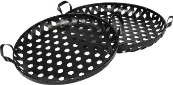Lito Tray (Set of 2 - Black Woven Metal Round Serving) 