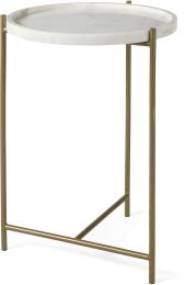 Stella Accent Table (White Marble & Gold Metal) 