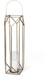 Ivy Lantern (Large - Gold Metal Geometric Cage Candle Holder) 