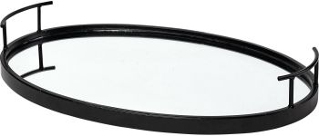 Ansel Tray (Black Metal Mirrored Bottom Oval Serving) 
