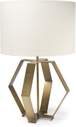Edwards Table Lamp (Gold Metal Base with Cream Fabric Shade) 