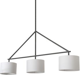 Nelly Chandelier (Black Metal Pipe White Shade Three Bulb Light) 
