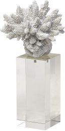 Isla (Large - White Replica Resin Coral On Clear White Glass) 