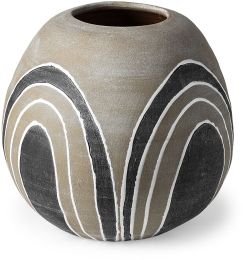 Cove Vase (10H - Brown-White Ceramic) 
