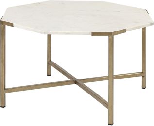 Vincent Coffee Table (White Marble & Gold Metal) 