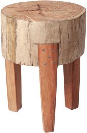 Asco Ottoman (Tall - Rustic Solid Reclaimed Wood Stool) 