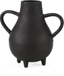 Cyrus Spherical Decorative Vase (Black Two handled) 