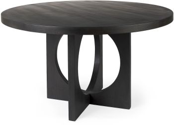 Liesl Dining Table (Black Wood with Circular Top) 
