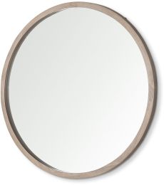 Gambit Wall Mirror (46 In Round - Light Brown Wood) 
