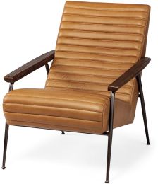 Grosjean Accent Chair (Brown Leather Wrap Metal Frame) 