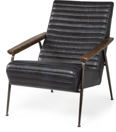 Grosjean Accent Chair (Black Leather Wrap Metal Frame) 
