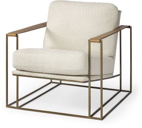 Watson Accent Chair (Cream Boucle Fabric & Gold Metal) 