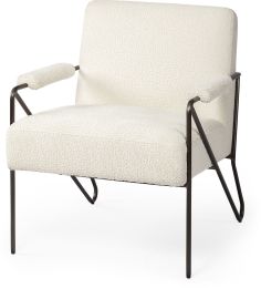 Vicunya Accent Chair (Cream Fabric with Metal Frame) 
