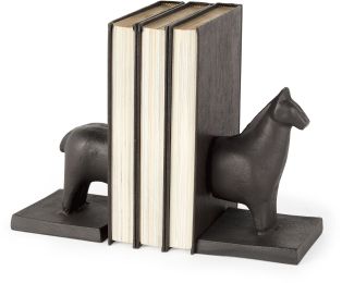 SphynxCast Aluminum Horse Shaped Bookends (Set of 2 - Black) 